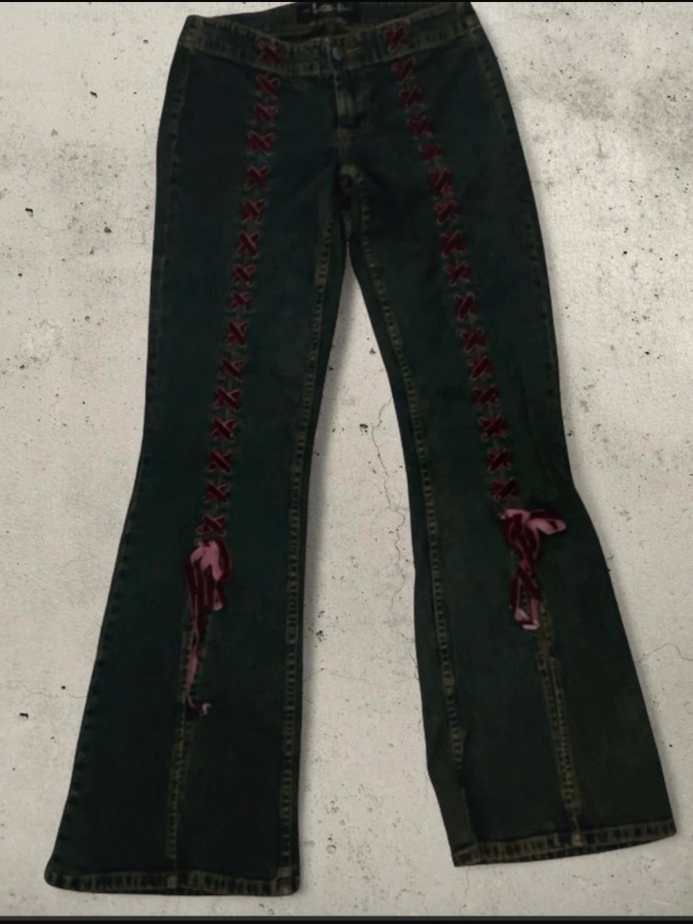 Y2K Low Rise Lace Up Flare Jeans Size 1